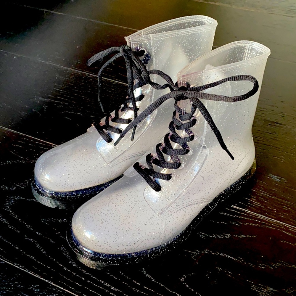 G-Six Workshop Clear Glitter Boots - 7.5